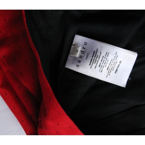 Sandro Instinct Wide-Leg Swiss Dot-Effect Pants 27" / Size 38 / Small / Red - Picture 10 of 10